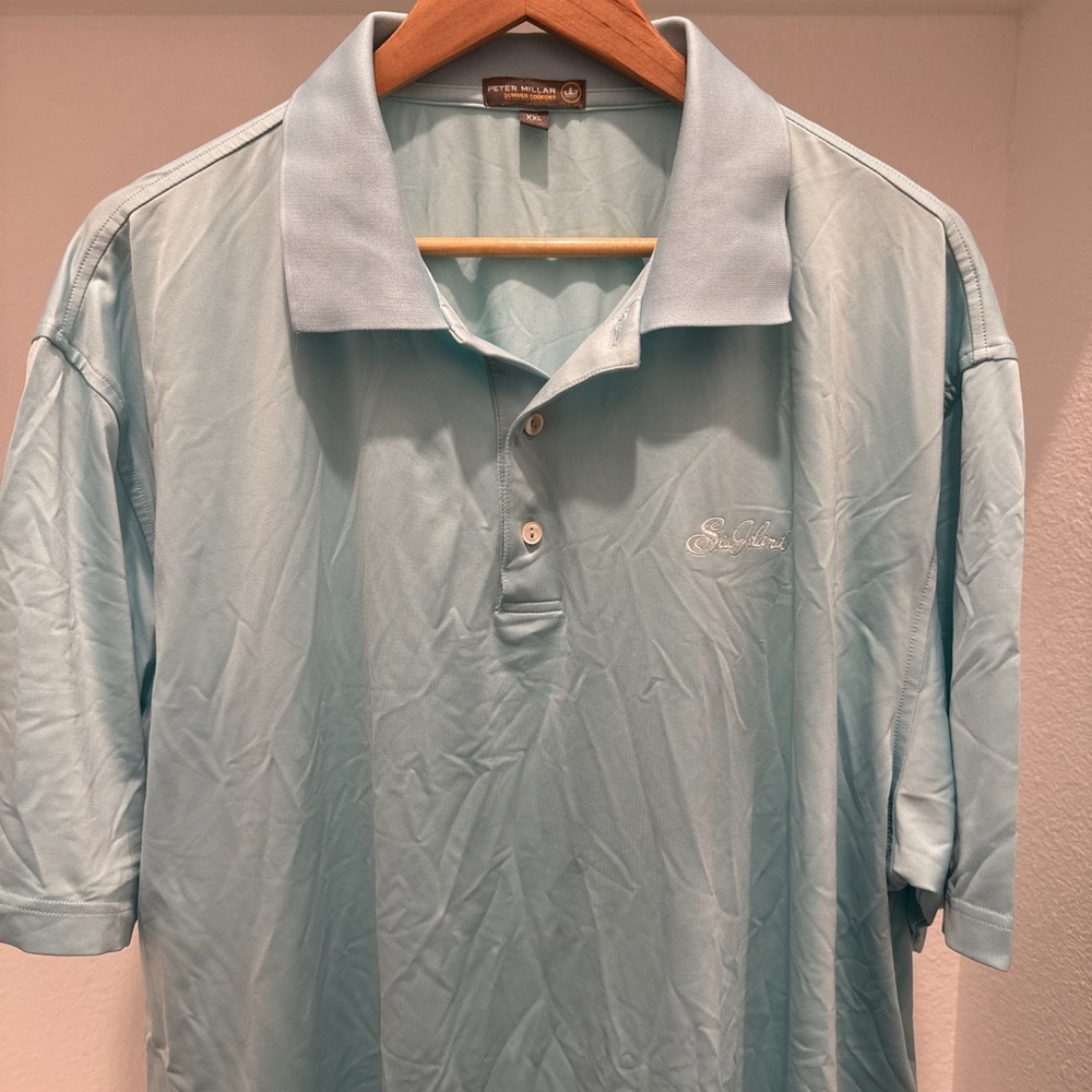 Peter Millar Summer Comfort Mens XXL Blue Polo Shirt Performance Golf